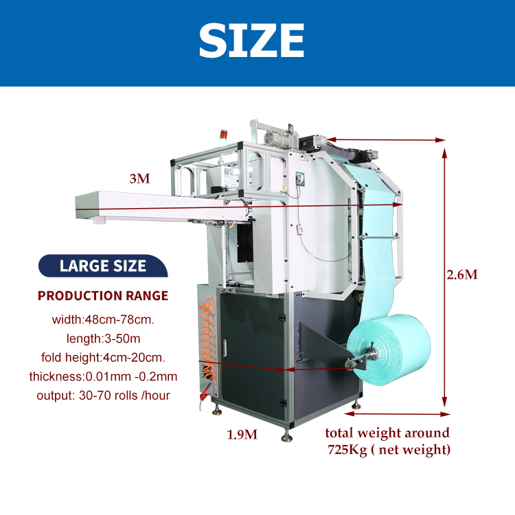 Large Diaper Pail Refill Bags Folding Machine Plastic Bag Making Machine